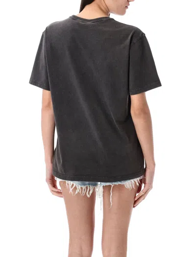 Alexander Wang T T By Alexander Wang Distressed Logo Graphic Tee With Ribbed Neckline