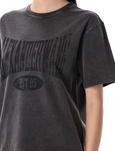 Alexander Wang T T By Alexander Wang Distressed Logo Graphic Tee With Ribbed Neckline