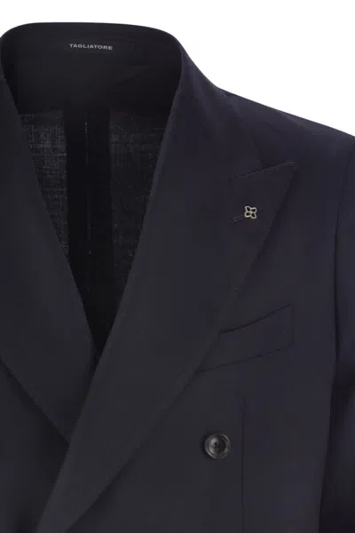 Tagliatore Blue Double-breasted Jacket With Patch Pockets