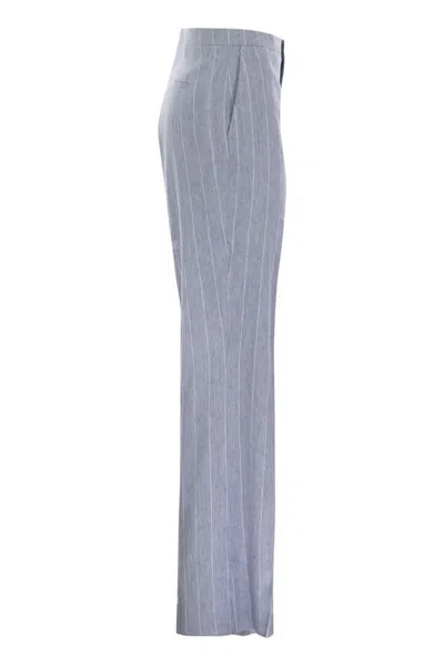 Tagliatore Women Pinstripe Trousers In Linen And Stretch Cotton
