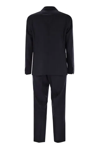 Tagliatore Virgin Wool Double Breasted Suit In Blue