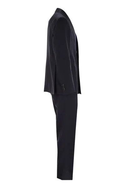 Tagliatore Virgin Wool Double Breasted Suit In Blue