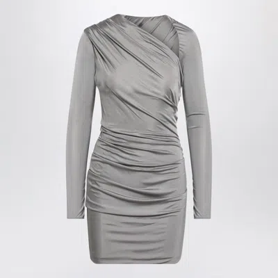 Attico Draped Satin Long Sleeved Mini Dress