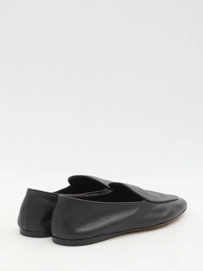 The Row Awar Leather Loafers Flat Sole In Black