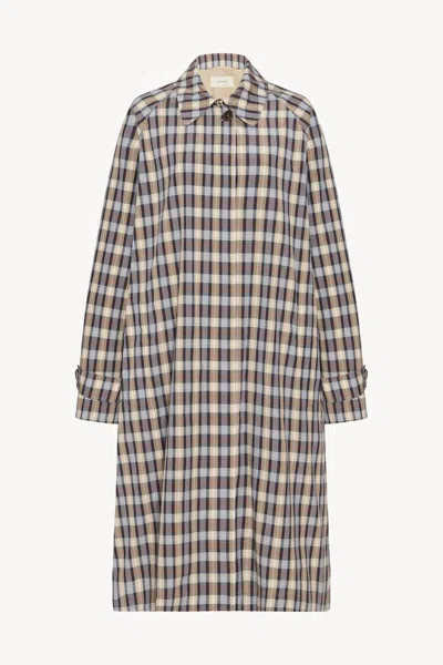 The Row Tavishina Checked Silk And Cotton-blend Poplin Coat