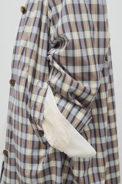 The Row Tavishina Checked Silk And Cotton-blend Poplin Coat