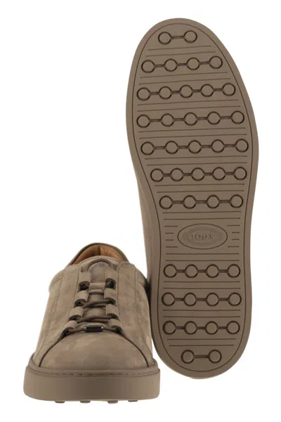 Tod's Men's Nubuck Low-top Sneakers In Brown