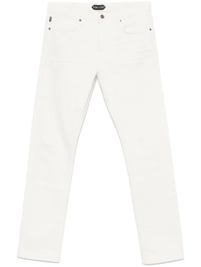 Tom Ford Tailored Fit White Denim Jeans With Minimalist Design