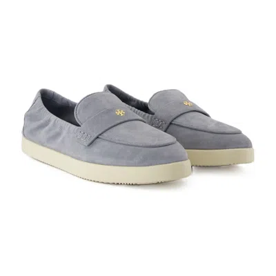 Tory Burch Light Blue Loafers With Logo Plaque On The Front And Slip-on Design In Blue