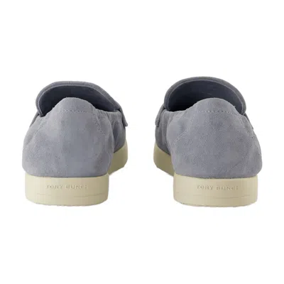 Tory Burch Light Blue Loafers With Logo Plaque On The Front And Slip-on Design In Blue