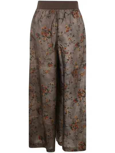 Uma Wang Pantaloni Larghi In Jacquard Con Fiori 'pansy'