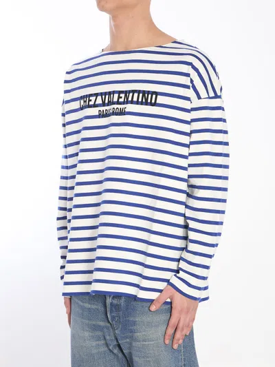 Valentino Chez Logo Long-sleeved Stripe T-shirt