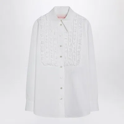 Valentino White Cotton Shirt With Ruffles