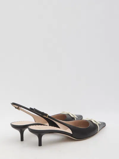 Valentino Garavani Bepointy Slingback Pump In Patent Leather And Kidskin 45mm Woman Black/ivory 38.5