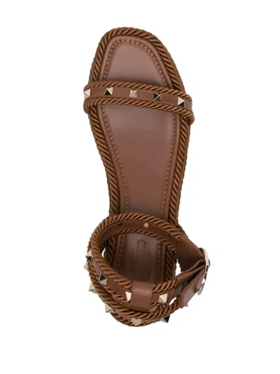 Valentino Studded Leather Cork Wedge Sandals