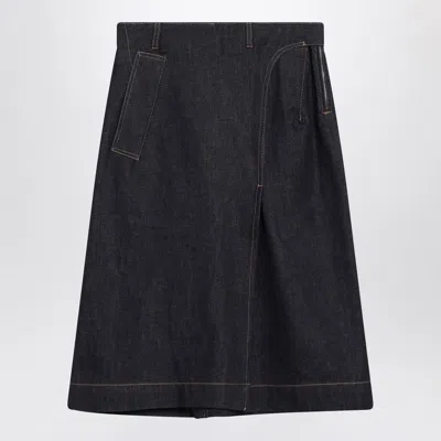 Victoria Beckham Denim Skirt With Back Pockets And Contrast Stitching