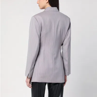 Victoria Beckham Light Grey Wool Jacket With Belt
