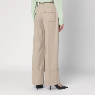 Victoria Beckham Wide Mandarin Colour Pants In Wool