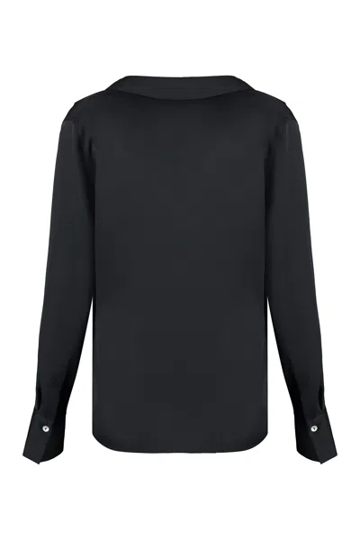 Vince Silk Blouse With V-neck And Side Slits