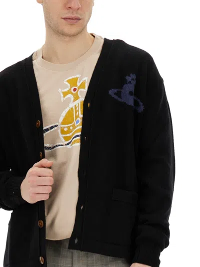 Vivienne Westwood Cardigan With Logo In Black