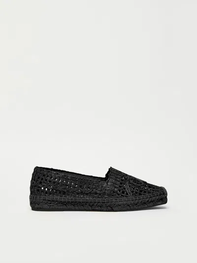 Weekend Max Mara Raffia-effect Espadrilles In Black
