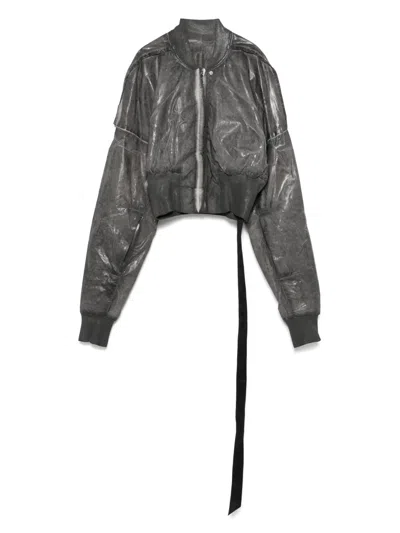 Rick Owens Drkshdw Ribbed Hem Cropped Flight Jacket In Grey