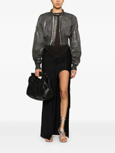 Rick Owens Drkshdw Ribbed Hem Cropped Flight Jacket In Grey