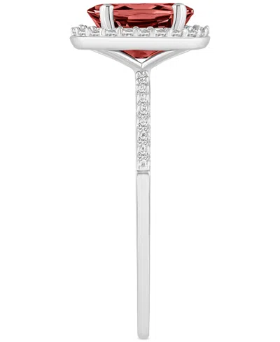 Macy's Blue Topaz (1-3/5 Ct. T.w.) & Lab Created White Sapphire (1/5 Ct. T.w.) Oval Halo Ring In 10k White In Garnet,white Gold