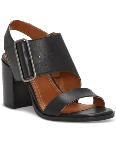 Lucky Brand Women's Darnah Cutout Block-heel City Sandals In Black Leather