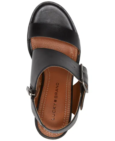 Lucky Brand Women's Darnah Cutout Block-heel City Sandals In Black Leather