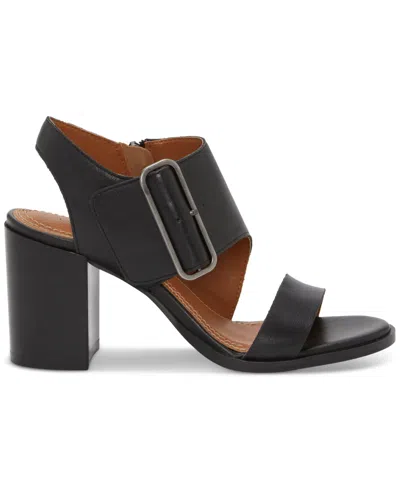 Lucky Brand Women's Darnah Cutout Block-heel City Sandals In Black Leather