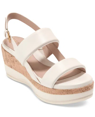 Cole Haan Women's Aislin Wedge Sandals In Ivory Leather,natural Cork