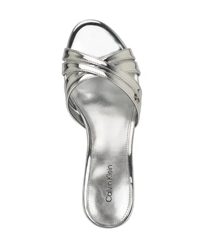 Calvin Klein Gabbie Kitten Heel Slide Sandal In Metallic