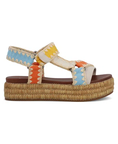 Mia Women's Malti Flatform Round Toe Sandals In Coral,blue,yellow