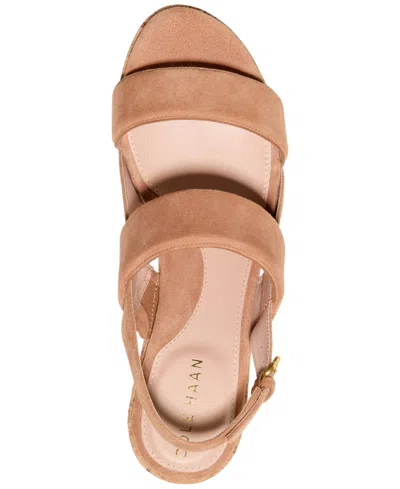 Cole Haan Women's Aislin Wedge Sandals In Dark Caramel Suede,natural Cork