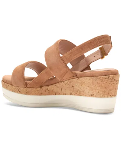 Cole Haan Women's Aislin Wedge Sandals In Dark Caramel Suede,natural Cork