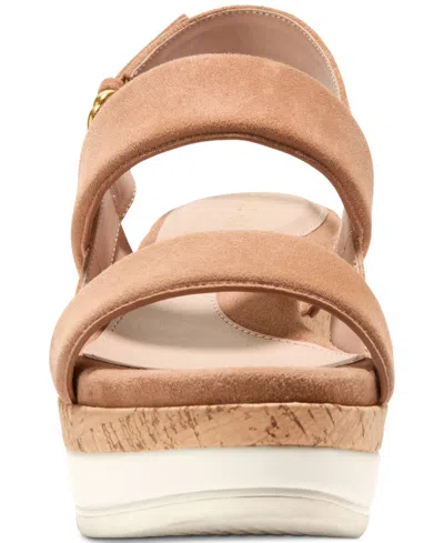 Cole Haan Women's Aislin Wedge Sandals In Dark Caramel Suede,natural Cork
