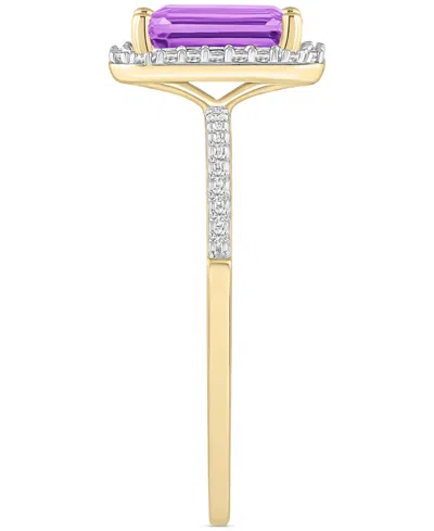 Macy's Blue Topaz (2 Ct. T.w.) & Lab Created White Sapphire (1/4 Ct. T.w.) Statement Ring In 10k Yellow Gol In Amethyst