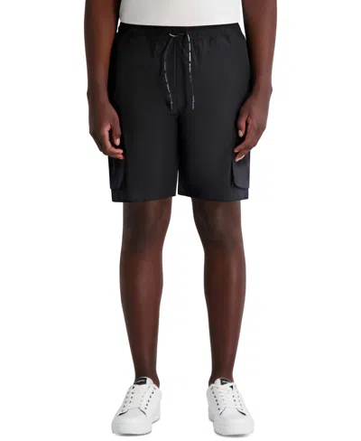 Karl Lagerfeld Men's Drawstring 8.5" Cargo Shorts In Black