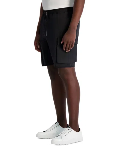 Karl Lagerfeld Men's Drawstring 8.5" Cargo Shorts In Black