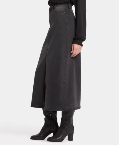 Nydj High Waist Slit Front Denim Maxi Skirt In Cloud Stone