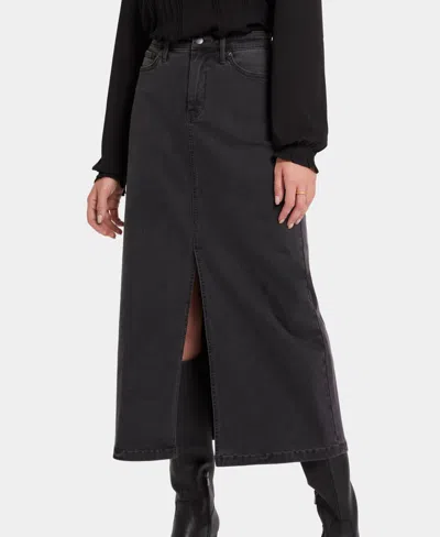 Nydj High Waist Slit Front Denim Maxi Skirt In Cloud Stone