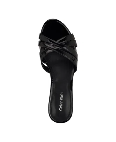 Calvin Klein Women's Gabbie Crisscross Kitten Heel Sandals In Black Patent