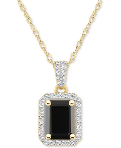 Macy's Lab Created Ruby (2 Ct. T.w.) & Lab Created White Sapphire (1/5 Ct. T.w.) Rectangle Pendant Necklace In Onyx,gold