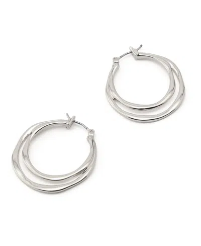 Robert Lee Morris Soho Sculpted Double Row Hoop Earrings In Silver