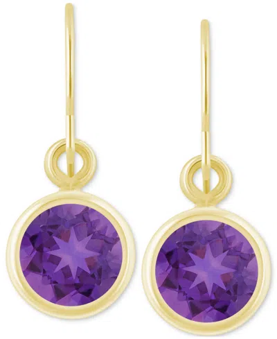 Macy's Created Sapphire Oval Stud Earrings (1-1/2 Ct. T.w.) In 10k Yellow Gold (also In Additional Gemstone In Amethyst,gold
