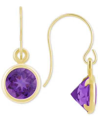 Macy's Created Sapphire Oval Stud Earrings (1-1/2 Ct. T.w.) In 10k Yellow Gold (also In Additional Gemstone In Amethyst,gold