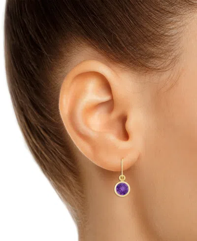 Macy's Created Sapphire Oval Stud Earrings (1-1/2 Ct. T.w.) In 10k Yellow Gold (also In Additional Gemstone In Amethyst,gold