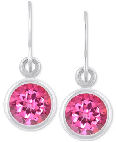 Macy's Created Sapphire Oval Stud Earrings (1-1/2 Ct. T.w.) In 10k Yellow Gold (also In Additional Gemstone In Pink Topaz,white Gold