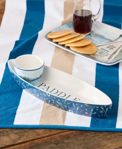 Certified International Wake At The Lake 3-d Canoe 2-piece Chip Dip In Miscellaneous